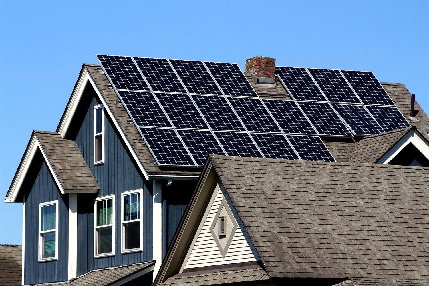 Solar Panels installed and in use on the roof of a home