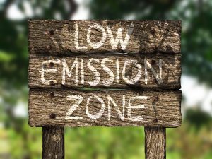 Low emission zone wood sign